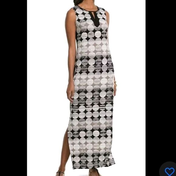 Chico's Women's Size 0 (US 4) Black & White Polka Dot Sleeveless Maxi Dress NWOT - Picture 1 of 13